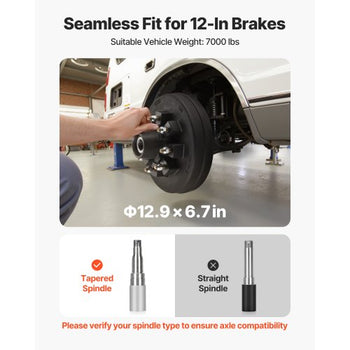 Electric Trailer Brake Drum, 1 Pack, 8-Hole on 4-Inch Bolt Circle Brake Drum for 7000 lbs Trailer Axles, Long Service Life, Replacement of 12 Inch Brake Hub Drums Assembly for Trailers, RVs