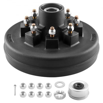Electric Trailer Brake Drum, 1 Pack, 8-Hole on 4-Inch Bolt Circle Brake Drum for 7000 lbs Trailer Axles, Long Service Life, Replacement of 12 Inch Brake Hub Drums Assembly for Trailers, RVs
