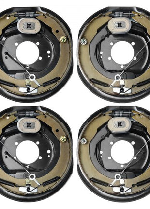 Electric Trailer Brake Assembly, 12" x 2", 2 Pairs Self-Adjusting Electric Brakes Kit for 7000 lbs Axle, 5-Hole Mounting, Backing Plates for Braking System Part Replacement (2 Right + 2 Left)