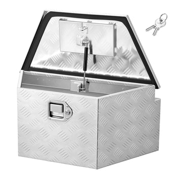 Trailer Tongue Box, 26" x 13" x 12" Aluminum Trailer Tongue Tool Box, Heavy Duty Storage Organizer with Lock and Keys, Utility Tool Chest for Pickup Truck Bed, RV, SUV, Off-Road Vehicle, Silver