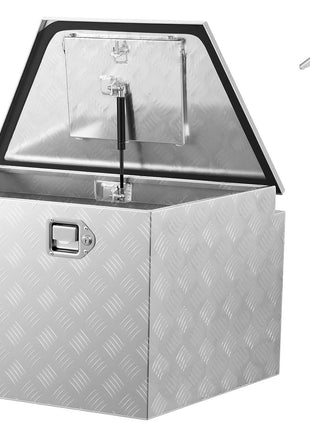 Trailer Tongue Box, 33" x 19" x 18" Aluminum Trailer Tongue Tool Box, Heavy Duty Storage Organizer with Lock and Keys, Utility Tool Chest for Pickup Truck Bed, RV, SUV, Off-Road Vehicle, Silver