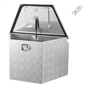 Trailer Tongue Box, 33" x 19" x 18" Aluminum Trailer Tongue Tool Box, Heavy Duty Storage Organizer with Lock and Keys, Utility Tool Chest for Pickup Truck Bed, RV, SUV, Off-Road Vehicle, Silver