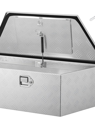 Trailer Tongue Box, 39" x 16.5" x 12" Aluminum Trailer Tongue Tool Box, Heavy Duty Storage Organizer with Lock & Keys, Utility Tool Chest for Pickup Truck Bed, RV, SUV, Off-Road Vehicle, Silver