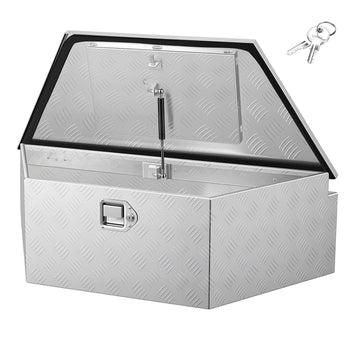 Trailer Tongue Box, 39" x 16.5" x 12" Aluminum Trailer Tongue Tool Box, Heavy Duty Storage Organizer with Lock & Keys, Utility Tool Chest for Pickup Truck Bed, RV, SUV, Off-Road Vehicle, Silver