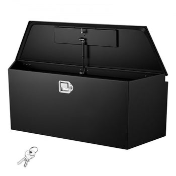 Trailer Tongue Box, 49" x 13.9" x 18.5" Steel Trailer Tongue Tool Box, Heavy Duty Storage Organizer with Lock and Keys, Utility Tool Chest for Pickup Truck Bed, RV, SUV, Off-Road Vehicle, Black