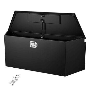 Trailer Tongue Box, 49" x 13.9" x 18.5" Steel Trailer Tongue Tool Box, Heavy Duty Storage Organizer with Lock and Keys, Utility Tool Chest for Pickup Truck Bed, RV, SUV, Off-Road Vehicle, Black