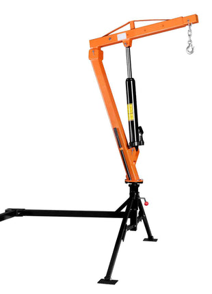 Truck Crane, 1500 lbs Pickup Hitch Crane Trailer Hitch Mounted, Manual Hydraulic with 12T Hydraulic Jack, 360° Swivel Telescopic Boom, Foldable Truck Bed Jib for Machine Lumber Equipment Lifting