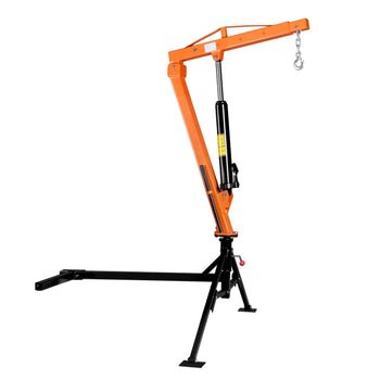 Truck Crane, 1500 lbs Pickup Hitch Crane Trailer Hitch Mounted, Manual Hydraulic with 12T Hydraulic Jack, 360° Swivel Telescopic Boom, Foldable Truck Bed Jib for Machine Lumber Equipment Lifting
