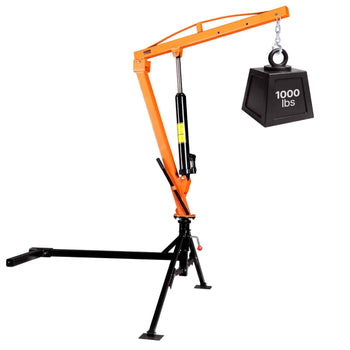 Truck Crane, 1000 lbs Pickup Hitch Crane Trailer Hitch Mounted, Manual Hydraulic with 8T Hydraulic Jack, 360° Rotating Telescopic Boom,Foldable Truck Bed Jib for Machine Lumber Equipment Lifting
