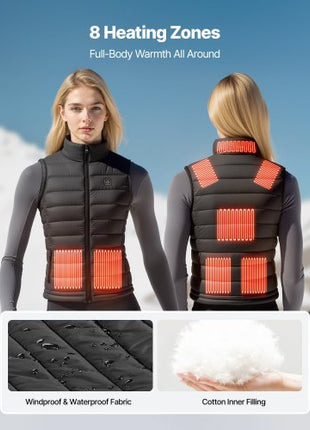 Heated Vest, Women Electric Heating Vest with 16000 mAh Battery Pack, 8 Heating Zones Lightweight Rechargeable Winter-Vest with 3 Levels, for Outdoor Hiking Camping Fishing Skiing, Size S