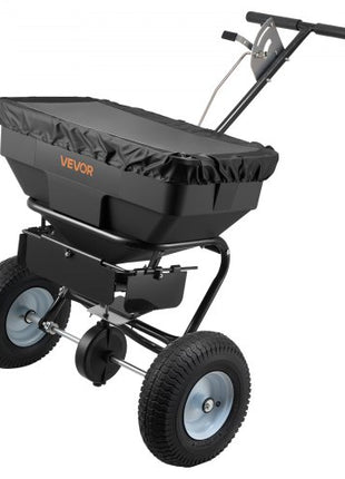 Walk-Behind Spreader, 12ft Spreading Width, Push Broadcast Spreader with 13" All-Terrain Tires, Adjustable Flow Control, 130lbs Capacity Hopper, Lawn Spreaders for Fertilizer Seed Ice Melt