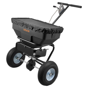 Walk-Behind Spreader, 12ft Spreading Width, Push Broadcast Spreader with 13" All-Terrain Tires, Adjustable Flow Control, 130lbs Capacity Hopper, Lawn Spreaders for Fertilizer Seed Ice Melt