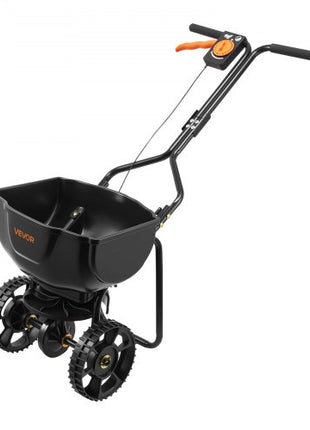 Walk-Behind Spreader, 9.8ft Spreading Width, Push Broadcast Spreader with 10" All-Terrain Tires, Adjustable Flow Control, 15lbs Capacity Hopper, Lawn Spreaders for Fertilizer Seed Small Home Use