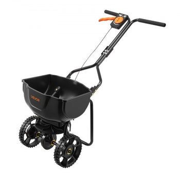 Walk-Behind Spreader, 9.8ft Spreading Width, Push Broadcast Spreader with 10" All-Terrain Tires, Adjustable Flow Control, 15lbs Capacity Hopper, Lawn Spreaders for Fertilizer Seed Small Home Use