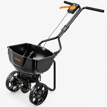 Walk-Behind Spreader, 9.8ft Spreading Width, Push Broadcast Spreader with 10" All-Terrain Tires, Adjustable Flow Control, 15lbs Capacity Hopper, Lawn Spreaders for Fertilizer Seed Small Home Use