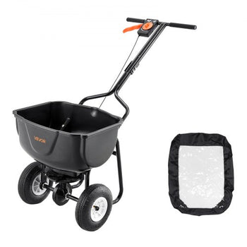 Walk Behind Spreader, 60LBS Capacity, Push Spreader with Hopper Grate, 0-9.8 ft Spreading Width, 8 in All Terrain Pneumatic Tires, Garden & Lawn Broadcast Spreaders, for Seed, Fertilizer