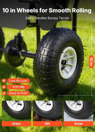 Push Lawn Spreader, 12ft Spreading Width, Broadcast Spreader with 80lbs Load Capacity & 10 in All-Terrain Tires, Walk-Behind Garden & Lawn Broadcast Spreaders for Seed Fertilizer, Salt Ice Melt