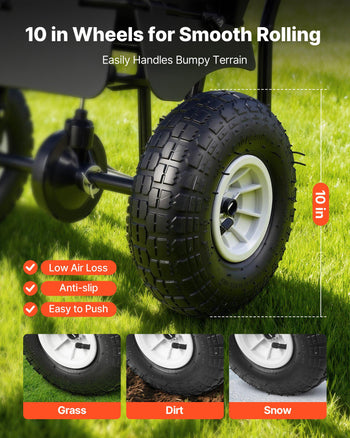 Push Lawn Spreader, 12ft Spreading Width, Broadcast Spreader with 80lbs Load Capacity & 10 in All-Terrain Tires, Walk-Behind Garden & Lawn Broadcast Spreaders for Seed Fertilizer, Salt Ice Melt