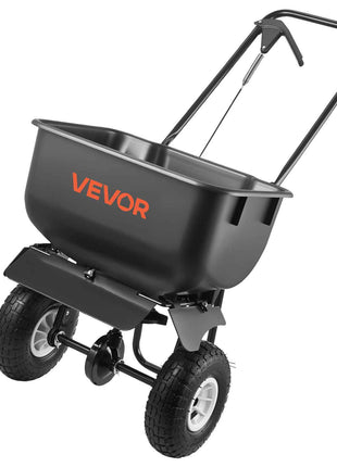 Push Lawn Spreader, 12ft Spreading Width, Broadcast Spreader with 80lbs Load Capacity & 10 in All-Terrain Tires, Walk-Behind Garden & Lawn Broadcast Spreaders for Seed Fertilizer, Salt Ice Melt