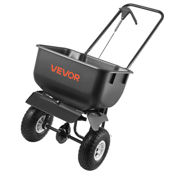 Push Lawn Spreader, 12ft Spreading Width, Broadcast Spreader with 80lbs Load Capacity & 10 in All-Terrain Tires, Walk-Behind Garden & Lawn Broadcast Spreaders for Seed Fertilizer, Salt Ice Melt