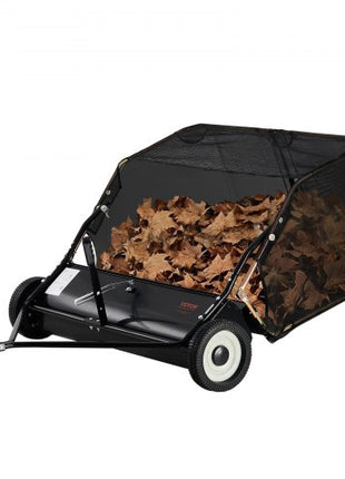 42-inch Lawn Sweeper Tow Behind, 12 cu.ft. Large Pull Behind Grass Sweeper, Heavy Duty Leaf & Grass Collector with Dumping Rope Design, Adjustable Sweeping Height for Picking Up Debris & Grass