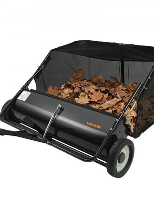Tow Behind Lawn Sweeper, 44 in Pull Behind Lawn Sweeper, 25 cu. ft Large Capacity Leaf & Grass Collector, Heavy Duty Garden Sweeper with Adjustable Sweeping Height for Yard, Lawn, Farm