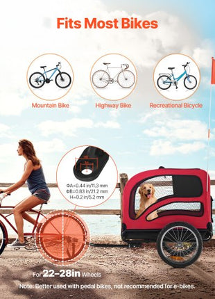 Dog Bike Trailer, Supports up to 100 lbs, Pet Cart Bicycle Carrier for Small & Large Dogs, Easy Folding Frame with Quick Release Wheel, Universal Bicycle Coupler, Reflector, Flag, Internal Leash