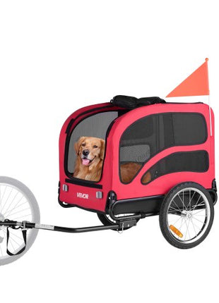 Dog Bike Trailer, Supports up to 100 lbs, Pet Cart Bicycle Carrier for Small & Large Dogs, Easy Folding Frame with Quick Release Wheel, Universal Bicycle Coupler, Reflector, Flag, Internal Leash