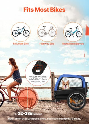 Dog Bike Trailer, Supports up to 66 lbs, Pet Cart Bicycle Carrier for Small & Medium Dogs, Easy Folding Frame with Quick Release Wheel, Universal Bicycle Coupler, Reflector, Flag, Internal Leash