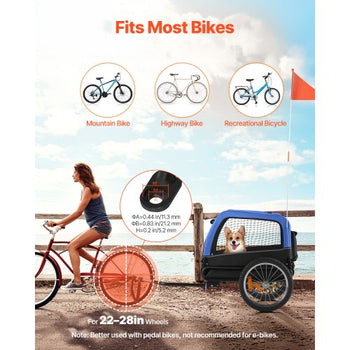 Dog Bike Trailer, Supports up to 66 lbs, Pet Cart Bicycle Carrier for Small & Medium Dogs, Easy Folding Frame with Quick Release Wheel, Universal Bicycle Coupler, Reflector, Flag, Internal Leash