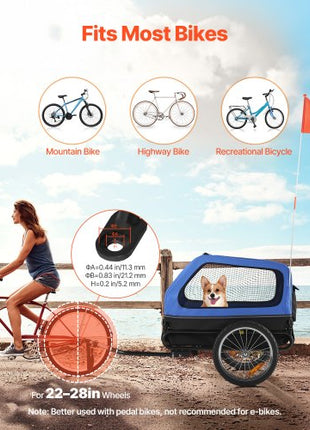 Dog Bike Trailer, Supports up to 88 lbs, Pet Cart Bicycle Carrier for Small & Large Dogs, Easy Folding Frame with Quick Release Wheel, Universal Bicycle Coupler, Reflector, Flag, Internal Leash