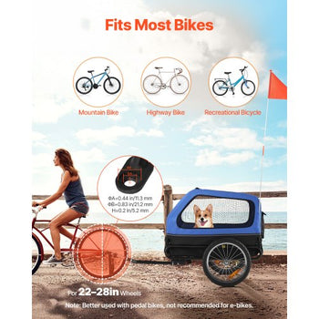 Dog Bike Trailer, Supports up to 88 lbs, Pet Cart Bicycle Carrier for Small & Large Dogs, Easy Folding Frame with Quick Release Wheel, Universal Bicycle Coupler, Reflector, Flag, Internal Leash