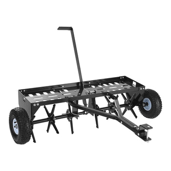 Tow Behind Plug Aerator, 40 in Lawn Core Aerator Tool Universal Hitch, 120lbs Weight Capacity, Heavy Duty  & Rust-Resistant, Pull Behind Spike Aerators with Tray for Farmland & Garden Tractors