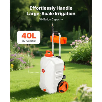 Battery-Powered Sprayer with Wheeled Cart, 10 Gallons Electric Weed Sprayer, Adjustable 0-80 PSI, Yard Lawn Sprayers with Wheels, 5 Nozzles & 98ft Hose, 3-6H Spray Time, for Weeding, Cleaning