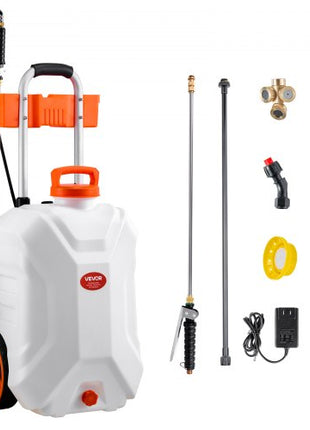 Battery-Powered Sprayer with Wheeled Cart, 10 Gallons Electric Weed Sprayer, Adjustable 0-80 PSI, Yard Lawn Sprayers with Wheels, 5 Nozzles & 98ft Hose, 3-6H Spray Time, for Weeding, Cleaning