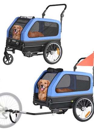 Dog Bike Trailer, Supports up to 88 lbs, 2-in-1 Pet Stroller Cart Bicycle Carrier for Small & Large Dogs, Easy Folding Frame with Quick Release Wheel, Universal Bicycle Coupler, Internal Leash