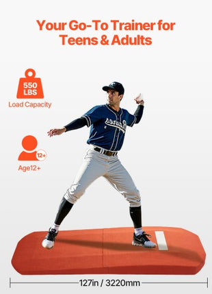 Pitching Mound, Portable Baseball Game Mound, 127 in Indoor Outdoor Pitching Practice and Training Equipment, Softball Pitching Aids with Antifade Turf and Pitching Rubber