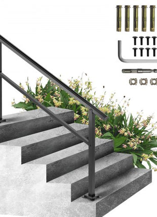 Outdoor Handrail 165LBS Load Handrail Outdoor Stairs Aluminum Stair Handrail 60 x 35" Outdoor Stair Railing Transitional Range from 0 to 30° Staircase Handrail Fits 4-5 Steps with Screw Kit