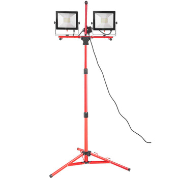 LED Work Light with Stand, 10000 Lumen Dual-head LED Work Light with 27.6\"-68.1\" Adjustable and Foldable Tripod Stand, IP65 Waterproofed LED Tripod Work Light, with 5000 Kelvin Color Temperatu