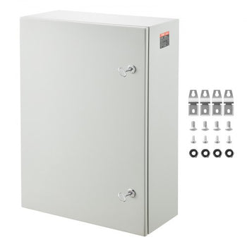 Steel Electrical Box, 27.6 x 19.7 x 9.8 in, Cold Rolled Steel Electrical Enclosure Box, Wall-Mounted Outdoor Electronic Equipment Enclosure with Mounting Plate, Hinges, Lock, IP66 Waterproof