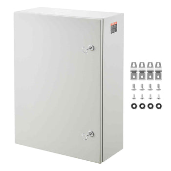 Steel Electrical Box, 27.6 x 19.7 x 9.8 in, Cold Rolled Steel Electrical Enclosure Box, Wall-Mounted Outdoor Electronic Equipment Enclosure with Mounting Plate, Hinges, Lock, IP66 Waterproof