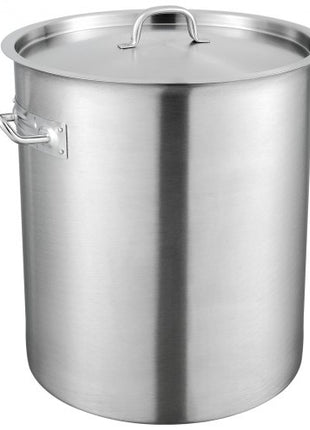Stainless Steel Stockpot, 42 Quart Large Cooking Pots, Multipurpose Cookware Sauce Pot with Lid & Handle, Heavy Duty Commercial Grade Stock Pot, Sanding Treatment, for Large Groups Events Silver
