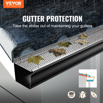 Gutter Guard, 5 inch Width, Aluminum Leaf Filter DIY Gutter Cover, 52 PCS 208 ft Total Length, 0.157'' Hole Diameter & 0.02'' Thick Gutter Guards Fits Any Roof or Gutter Type