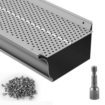 Gutter Guard, 6 inch Width, Aluminum Leaf Filter DIY Gutter Cover, 26 PCS 104 ft Total Length, 0.157'' Hole Diameter & 0.02'' Thick Gutter Guards Fits Any Roof or Gutter Type