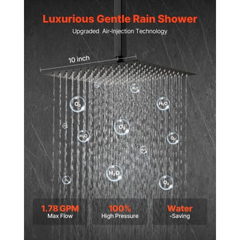 Shower Faucet Set, Rainfall Bathroom Shower System with 10-Inch Square Rain Shower Head and Handheld Spray, Ceiling Mount Bath Fixtures with Brass Valve and Trim Kit, Matte Black