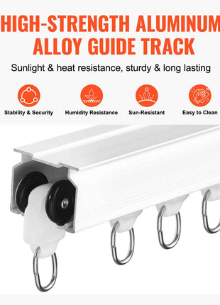Ceiling Curtain Track Set, 8.9 FT/2.7 Meter, Sliding Ceiling Track System for Curtains, Room Divider Curtain Track Ceiling/Wall Mounted for Living Room Bedroom with Hooks and Hardware, White