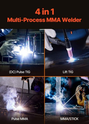 MMA Welder, 140A 4-in-1 Welding Machine - MMA (Stick)/DC Pulse MMA/DC Pulse TIG/Lift TIG, 110 & 220V Dual Voltage Electric Welder with LED Display, Synergic Control, IGBT Inverter Hot Start