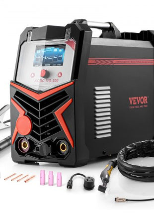 TIG Welder, 200A 6-In-1 Aluminum Welding Machine (LED Display) - AC TIG/DC TIG/AC Pulse TIG/DC Pulse TIG/Spot TIG/MMA(Stick), 110&220V Dual Voltage Electric Welder with Synergic Control IGBT