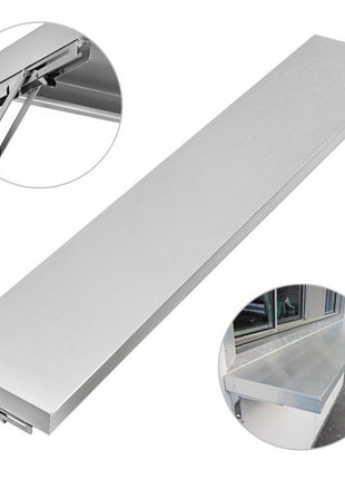 Concession Shelf 70.8L x 11.4W Inch with Stainless Steel Frame and Surface Board for Food Trailer Serving Window