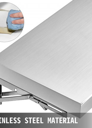 Concession Shelf 70.8L x 11.4W Inch with Stainless Steel Frame and Surface Board for Food Trailer Serving Window